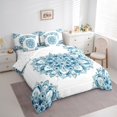 thumbnail image 3 of jejeloiu Retro Boho Flowers 7-Piece Twin Bedding Sets,Bohemian Medallion Gloral Bedding Comforter Set,White Cyan Sheet Sets For Girls Kids,Super Cozy Room Decor Reversible, 3 of 8