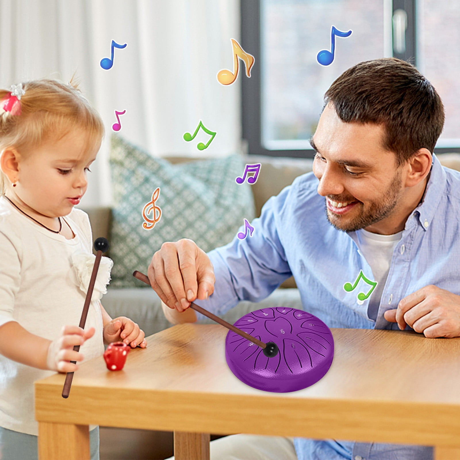 6Inch 11 Note Rain Drum, Outdoor Steel Tongue Drum, Children's Handpan Sonodrum, Glockenspiel Instrument, Soothing Rhythms, Portable, for Yoga Performances Relaxation