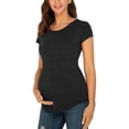 thumbnail image 1 of Vêtements de Grossesse Offres de l'Action de Grâce Liquidation Été Vêtements de Maternité pour Femmes Col Rond Manches Courtes Volants Pli Hauts de Grossesse, 1 of 5