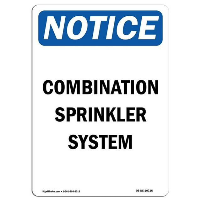 SignMission OS-NS-A-1218-V-10716 12 x 18 in. OSHA Notice Sign - Combination Sprinkler System