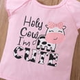 thumbnail image 3 of Hienoo Girls Summer Outfits Cow Letter Print Flutter Sleeve T-Shirt Shorts Set, 3 of 6