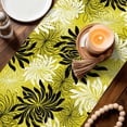 thumbnail image 3 of Yellow Black Flowers Table Runner 48 Inches, Modern Abstract Blooms Floral Bed Runner Dresser Scarves Tabletop for Indoor Outdoor Parties/Ceremony/Banquet, 13" x 48", 3 of 9