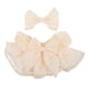 thumbnail image 1 of Vestido de peluche para muñecas, falda de peluche con ribete dorado y lazo para fiestas de cumpleaños, día del niño y reuniones familiares, 1 of 7