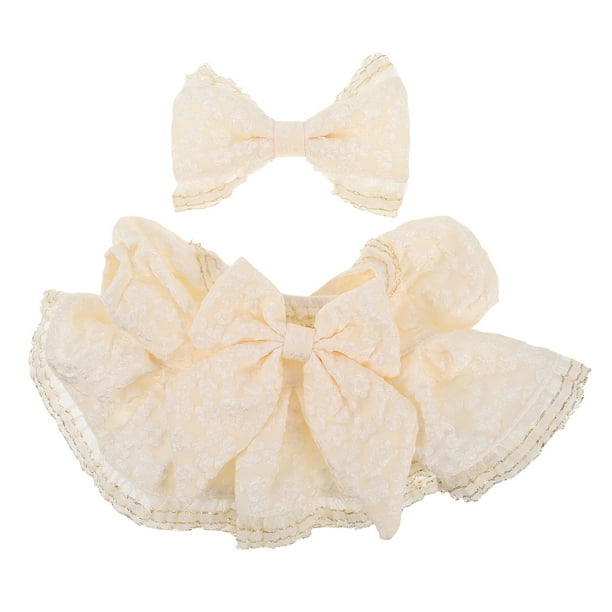 Vestido de peluche para muñecas, falda de peluche con ribete dorado y lazo para fiestas de cumpleaños, día del niño y reuniones familiares