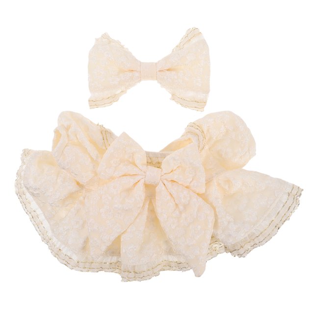 Vestido de peluche para muñecas, falda de peluche con ribete dorado y lazo para fiestas de cumpleaños, día del niño y reuniones familiares
