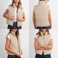 thumbnail image 2 of Polka Dot Cropped Puffer Vest Women Winter Lightweight Warm Quilted Padded Gilet with Pockets, 2 of 7