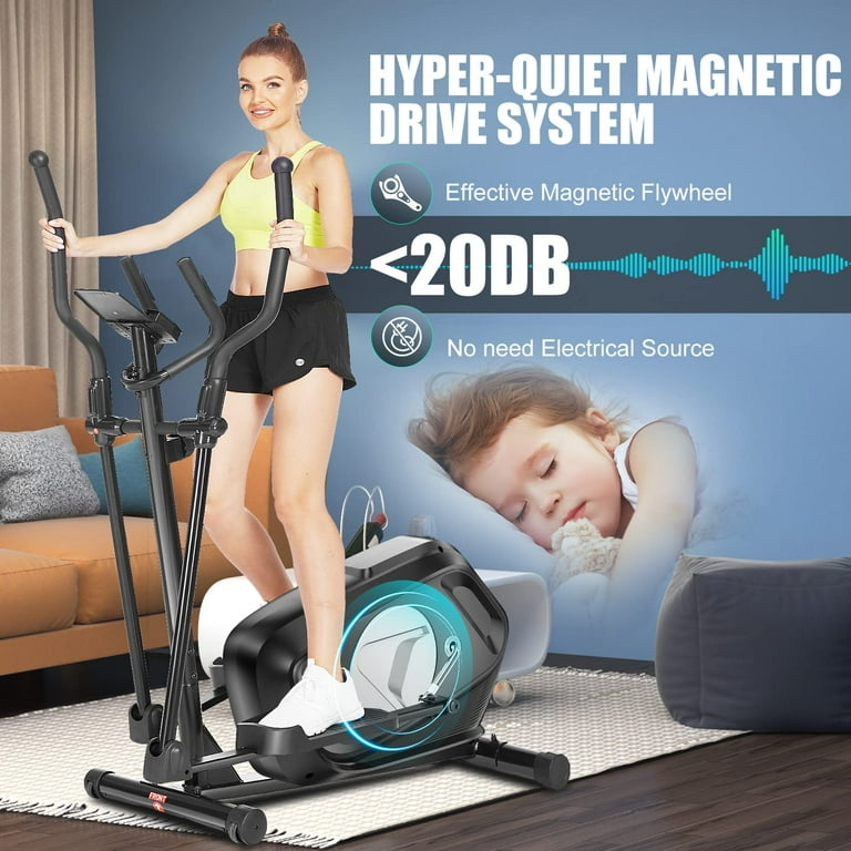 FUNMILY Elliptical Machines Magnetic Elliptical Trainers with Digital Monitor Heart Rate Monitor Cross Trainer with 390lbs Weight Capacity