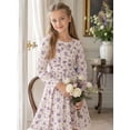 thumbnail image 4 of Lanbubble Girls Long Sleeve Dress Square Neck Bell Sleeve A-Line 9-10Y, 4 of 7