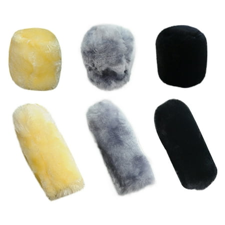 Gray Gear - Car Hand Brake Cover Gear Cover Set Plush Gear Cover Gear Cover For Winter 2 Piece Set, Gray