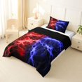 thumbnail image 2 of Homewish Red Blue Lightning Twin Comforter Sets,Aesthetic Artwork Bedding Set,Black Reversible,2 Pieces,1 Comforter and 1 Pillowcase, 2 of 7