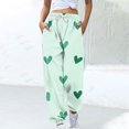 thumbnail image 2 of miqiqism Clearance High Waist Elastic Pant Women Heart Sweatpant Trendy Drawstring Cinch Bottom, Fashion Lightweight Trouser Workout Athletic Clothing Valentines Day Outfit,01_Green,Large, 2 of 5