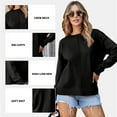 thumbnail image 3 of SHEWIN Women's Sweater Long Sleeeve Pullover Sweater Soft Lightweight Knit Tops 2025 Black L, 3 of 8