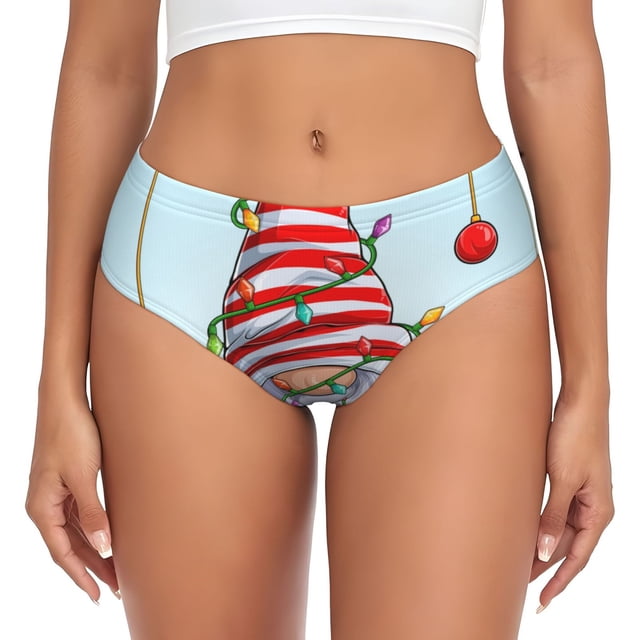 Balery Funny Christmas Gnome Ropa Interior de Algodón para Mujer con Dibujo – Braguitas Cómodas y Elásticas, Estilo Clásico-Medium