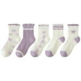 thumbnail image 1 of TSADFHJI Socks Men Socks Exposed Nipple Stocking Fashionable New Pattern Cute Flower Print Pattern Cute and Comfortable Breathable and Non Socks for Spring and Summer Purple 3-5 Years, 1 of 2