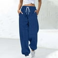 thumbnail image 3 of Ribbed Joggers for Women Fall Winter Elastic High Waist Stretch Soft Loose Jogger Sweatpants with Pockets Jogging Pants, 3 of 7