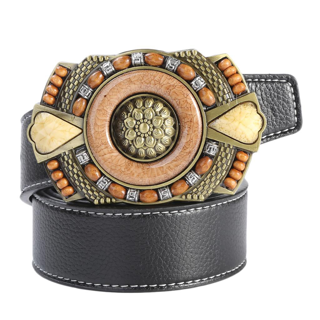 6 Styles Mens PU Leather Belt Western Cowboy Indian Chief Native America Buckle 