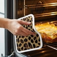 thumbnail image 3 of Leopard Print Pot Holders for Kitchen Heatproof Potholder, 5 Pack Brown Yellow Retro Animal Fur Pattern Hot Pads Multipurpose Oven Pads Cloth Potholders Trivet for Cooking Baking, 3 of 8