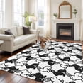 thumbnail image 2 of Easter Rabbits Area Rugs 8'x10', Washable Small Throw Rugs for Living Room Patio, Cute Bunny Cartoon Animals Black White Indoor Outdoor Rug Non-Slip Low Pile Carpet Runner Reversible Floor Mats, 2 of 8