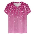 thumbnail image 4 of Razzly Women's T-Shirts Fashion Print Casual Point Sleeve Crew Neck Top for Everyday Wear(Hot Pink,2XL), 4 of 4