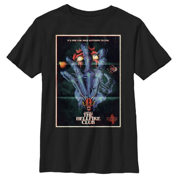 Netflix Boy's Stranger Things Retro Hellfire Club Poster Graphic T-Shirt
