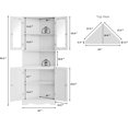 thumbnail image 2 of 63.2" Tall Bathroom Corner Cabinet, Modern Storage Cabinet with Glass Doors, Buffet Hutch Cabinet, Freestanding Pantry Cabinet for Living Room, Bathroom, Kitchen, Dining Room, White, 2 of 6
