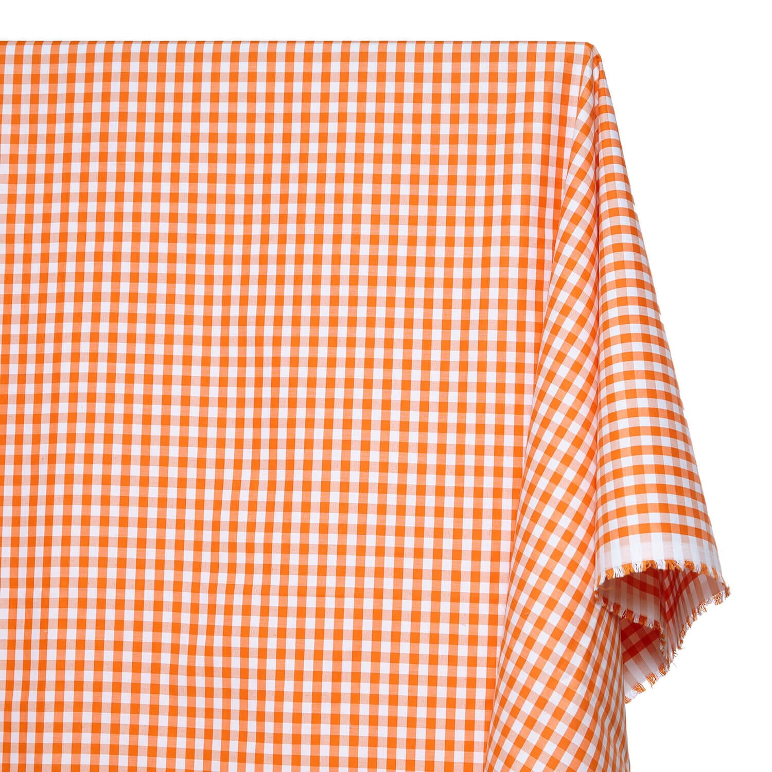 7 mm Gingham Checkered Lightweight Plaid Polyester Cotton Poplin Fabric By The Yard - For Sewing Apparel, Accessories, & Décor - Orange (10 Yards)