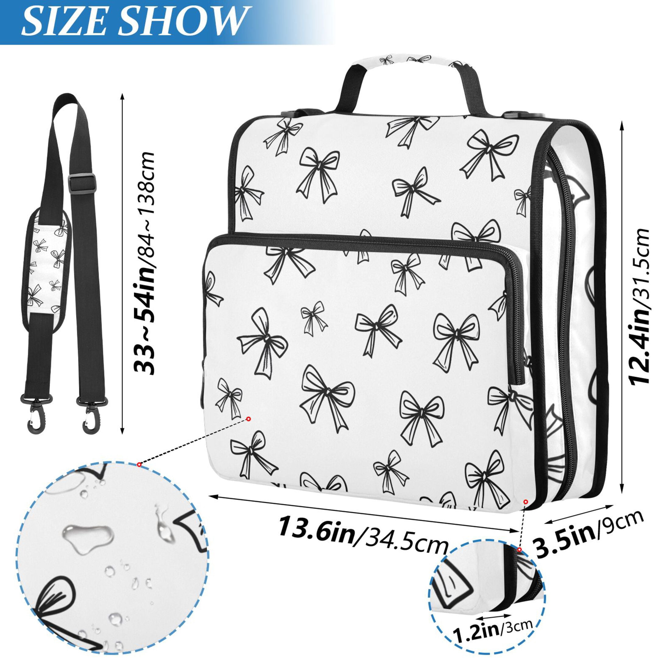 ALAZA Zipper Binder Line Bows 3 Ring Trapper Keeper File Folder Organizer Bag