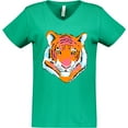 thumbnail image 3 of Inktastic Tiger Head Women's V-Neck T-Shirt, 3 of 5