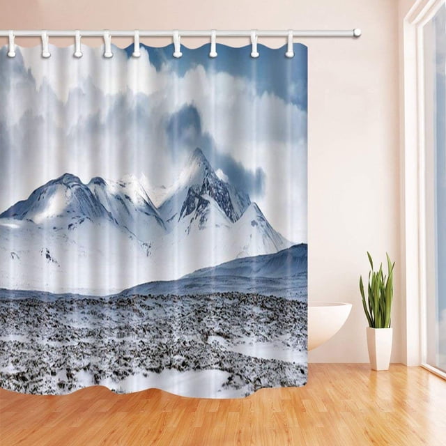 Cortina de ducha ABPHQTO de poliéster paisaje de invierno 160x180 cm