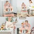 thumbnail image 3 of Baby High Chair, 4 in 1 Foldable Toddler Infant Dining Feeding Highchair with Five-Point Harness Dining Plate & Toy Rack, Pink, 3 of 9
