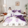 thumbnail image 3 of Manfei Luxury Abstract Fluid Twin Comforter Sets, Marble Swirl Bedding Set, Purple White Gold, Reversible 2 Pieces, 1 Comforter and 1 Pillowcase, 3 of 6