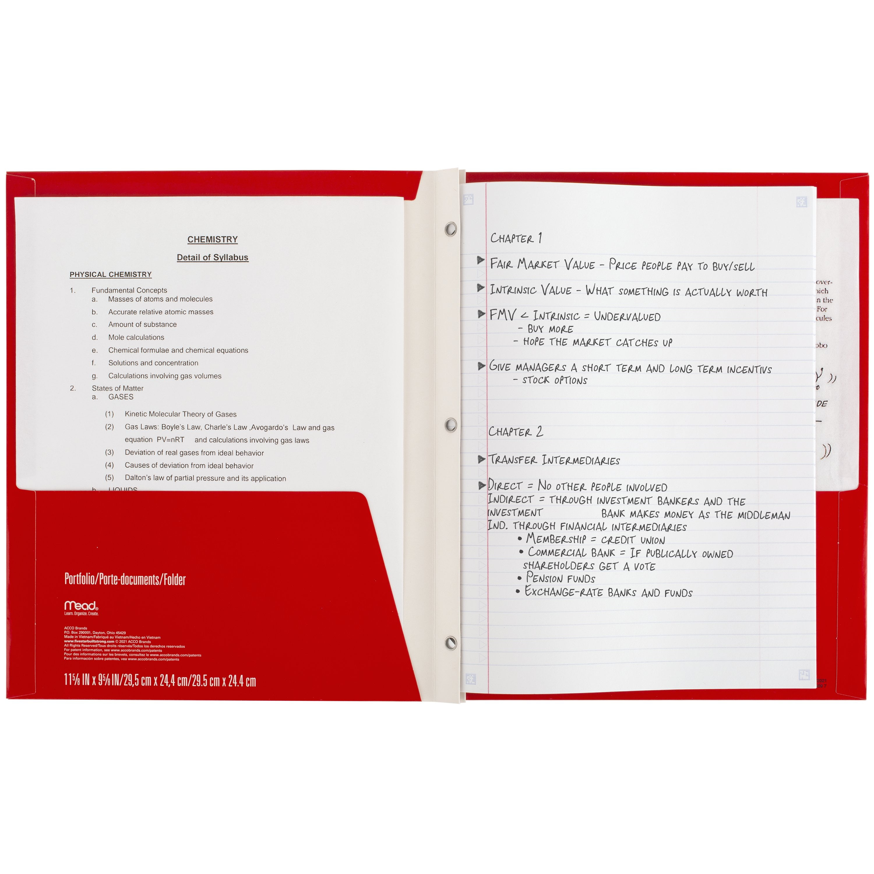 (2 pack) Five Star Pocket and Prong Paper Folder, Fire Red (340020A-WMT22)
