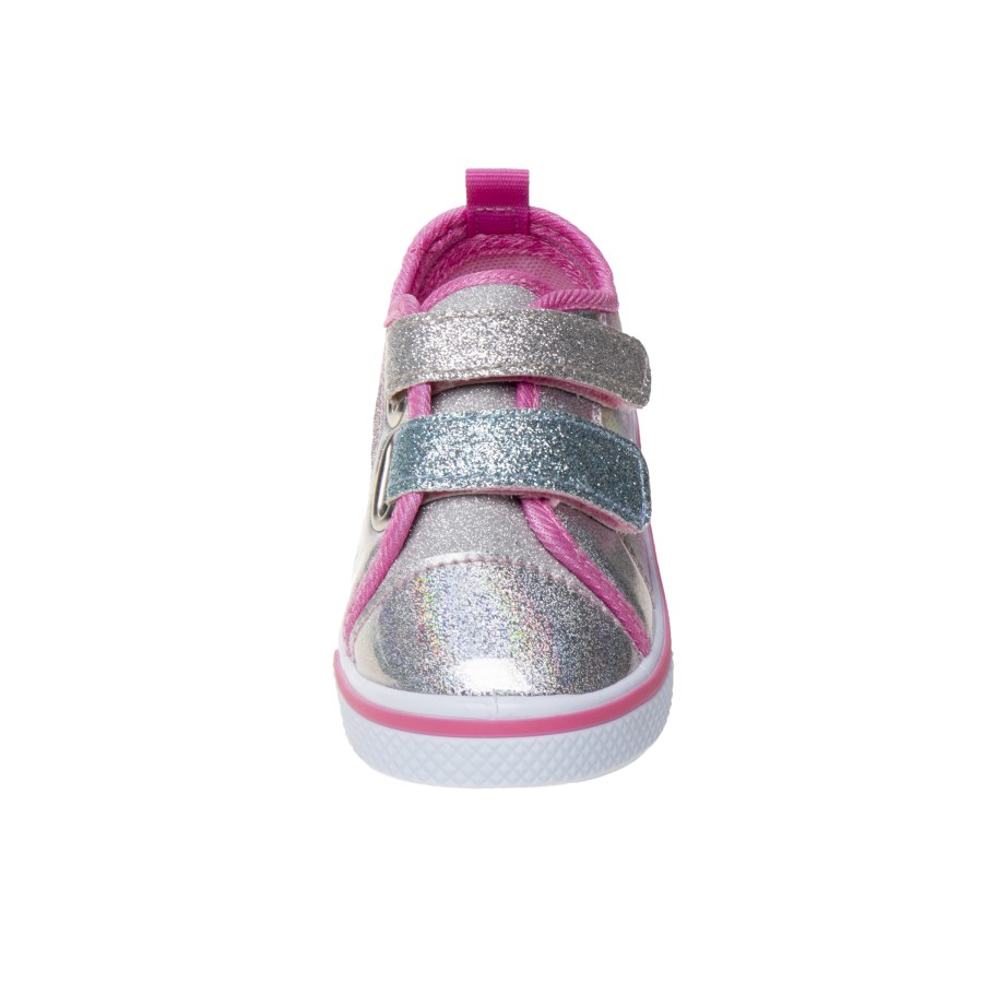 Laura Ashley Toddler Girls Hook And Loop Sneakers, Pink Silver, Size: 10