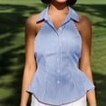 thumbnail image 4 of Noric Women's Sleeveless Striped Button Up Tank Tops Summer Casual Slim Fit Vintage Peplum Blouse, 4 of 6