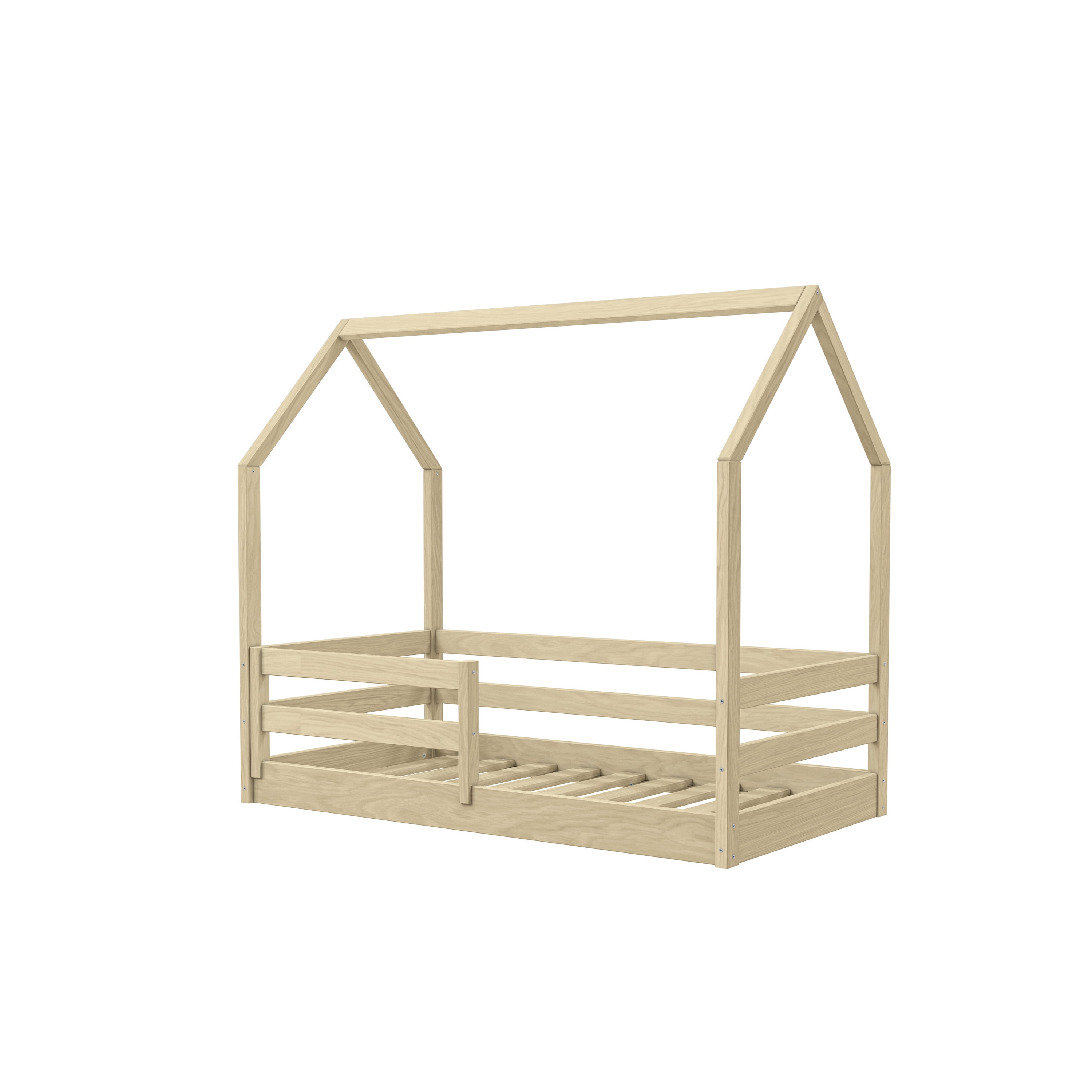 Kappesberg Sweet Dreams Toddler Bed with House Frame – Safe Crib-to-Big Kid Bed - Natural