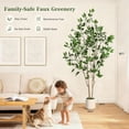 thumbnail image 3 of 6FT Ficus Trees Artificial Indoor, Faux Silk Plant with Natural Wood Trunk and Lifelike Fruits, White Imitation Ceramic Planter with Green Fake Moss for Modern Home Office Living Room Decor, 3 of 9