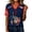 Dark Green#006, variant on Women's USA Graphic V-Neck Short Sleeve T-Shirt with Red Blue Striped Raglan Sleeves for Casual Wear