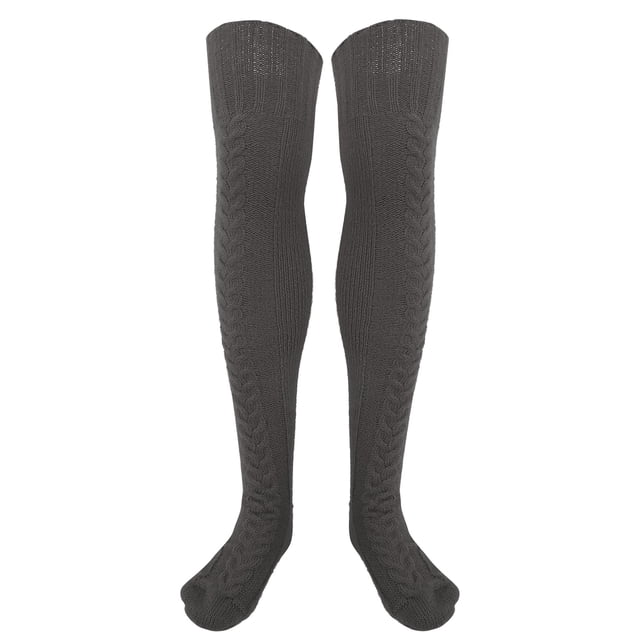 Long Boot Socks Cable Knit Warm Leg Tube Warmers Stockings Winter Leg Tube Thigh High Boot Socksdark Gray ANGGREK No