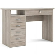 Pemberly Row Engineered Wood 4 Drawer Desk and 1 Locking Drawer in Truffle