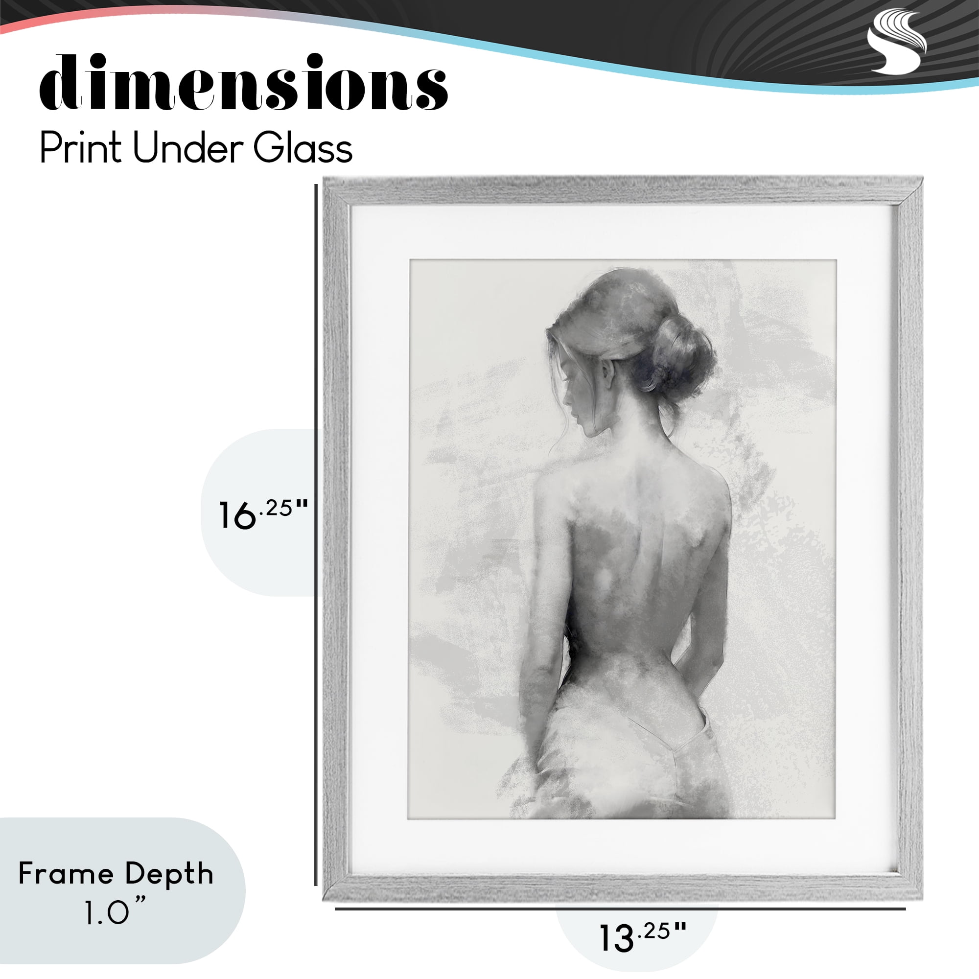 Stupell Industries Mine Elegant Figure Gray Framed Print Under Glass, design by Kim Allen