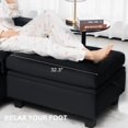 thumbnail image 4 of Belffin Rectangular Velvet Ottoman with Storage, Tufted Design, Black, 4 of 6