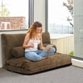 thumbnail image 4 of Gymax Floor Sofa Bed 6-Position Adjustable Sleeper Lounge Couch with 2 Pillows Coffee, 4 of 10