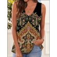 thumbnail image 2 of Débardeur Femme Boho Imprimé Floral Sans Manches Col en V T-shirt, Kaki, m, 2 of 5