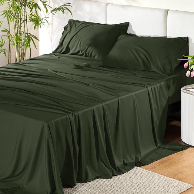 Rayon Derived from Bamboo Sheets Queen Size Set Cooling Sheets for Hot Sleepers Breathable & Soft Queen Bedsheets Deep Pocket Up to es Bedsheet & Pillowcase Sets