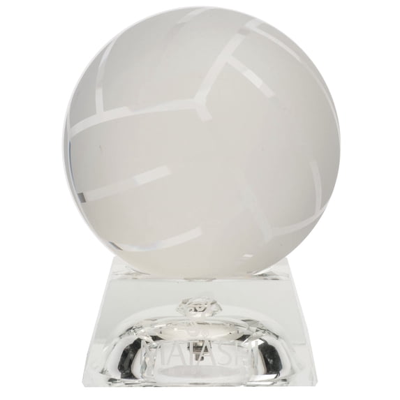 Matashi Crystal Paperweight with Etched Volley Ball Ornament with Lighted Trapezoid Base Christmas Gift for Boss Friend Birthday New Year Gift Office Desk Decor Tabletop