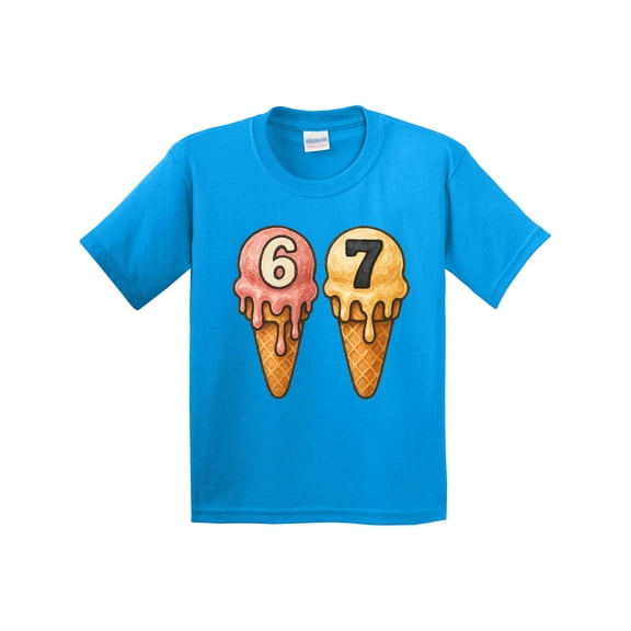 Inktastic Ice Cream Birthday 67 Dripping Cone Youth T-Shirt