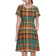thumbnail image 1 of Balery colorful plaid Vestidos sueltos de manga corta para mujer, vestidos de verano 2025, vestidos casuales de corte A con vuelo., 1 of 6