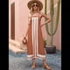 thumbnail image 5 of Vestido Bohemio Floral para Mujer, Vestido Informal de Verano con Bloques de Color. Marrón Oscuro L, 5 of 10