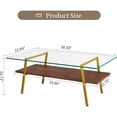 thumbnail image 3 of BJSN Glass Coffee Table for Living Room Small Gold Mid Century Coffee Table for Living Room with Wood Shelves (Black Frame, Transparent Glass   Brown Wood), 3 of 10