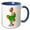 Blue/White, variant on 3drose, Funny Silly Rubber Chicken Drinking Lime Margarita, 11oz Two-tone Blue Mug
